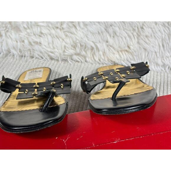 Donald J Pliner Sandals Womens Size 10/9.5 Black Cara Thong Square Toe *READ - Picture 6 of 8